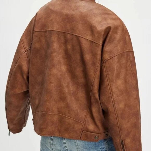 Free People We The Free Vegan Leather Front Zipper Closure Jacket size SP - Picture 3 of 6